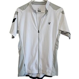 Bontrager Mens Short Sleeve Cycling Jersey White Grey Full Zip Size Medium Large